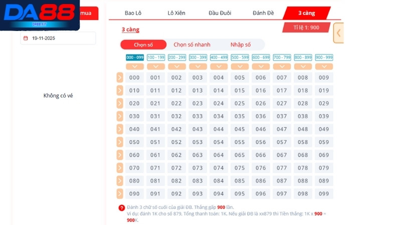 Các hình thức cược xổ số 3 miền DA88 Các hình thức cược xổ số 3 miền DA88