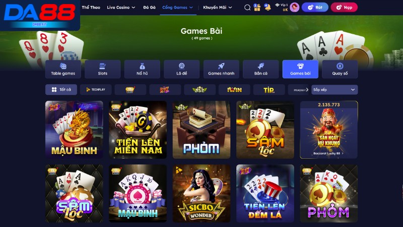 Top trò chơi game bài DA88 có lượng người chơi đông đảo hiện nay Top trò chơi game bài DA88 có lượng người chơi đông đảo hiện nay