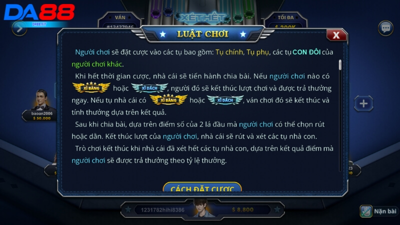 Luật chơi xì dách DA88 chi tiết cho người chơi mới Luật chơi xì dách DA88 chi tiết cho người chơi mới